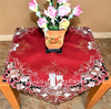 36" Square Candle, Bells, Poinsettia Table Topper