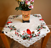 36" Square Mistletoe & Cardinal Table Topper